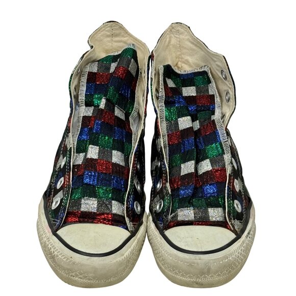 Vtg 80s Converse Checkerboard Metallic High Top Indie Grunge Retro Sneaker 6/7.5 - Picture 5 of 11